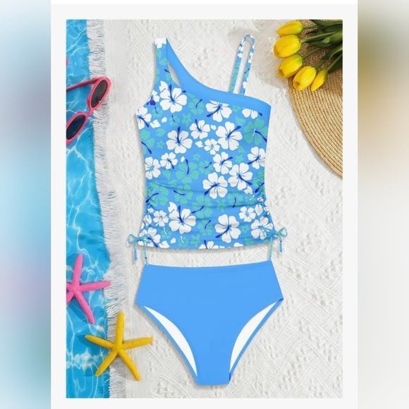 Girls Tankini Swimsuit Floral Print #881 NWOT - Picture 8 of 11